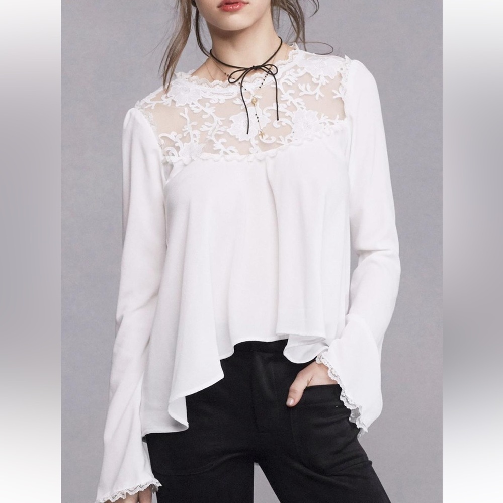 For love  and Lemons Elery White Lace Flowy Top SZ XS
